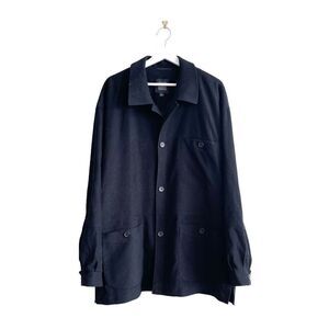 Massimo Moda Collezione Mens Button Front Overshirt Jacket Black Size Large